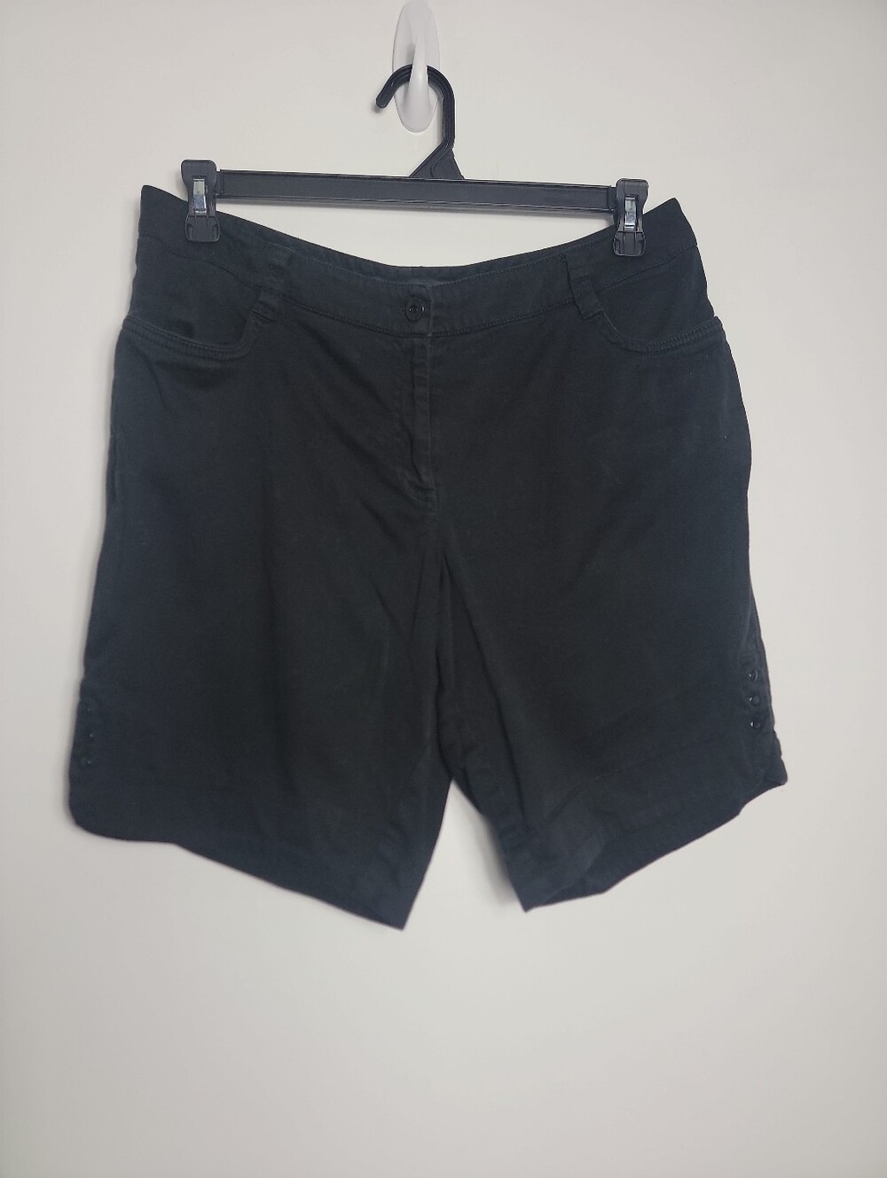 Lane Bryant Women's Black W Button Accent Chino Shorts, 14